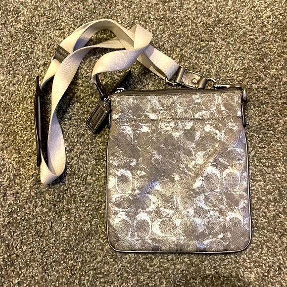 Coach Silver and gray shimmer crossbody purse - Picture 2 of 4